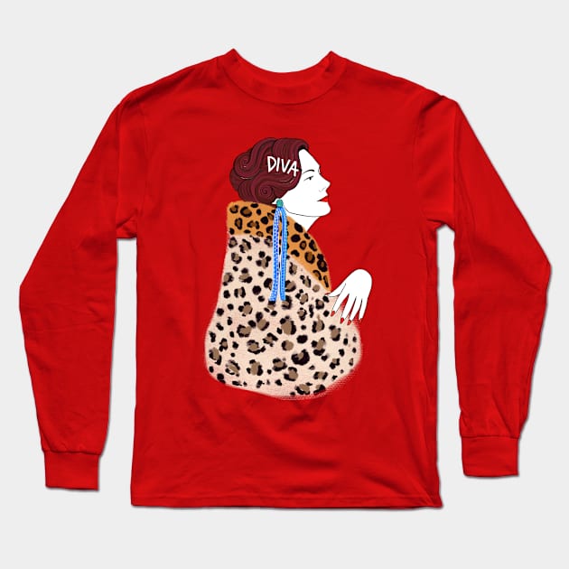 Devious Diva Long Sleeve T-Shirt by Illustrating Diva 